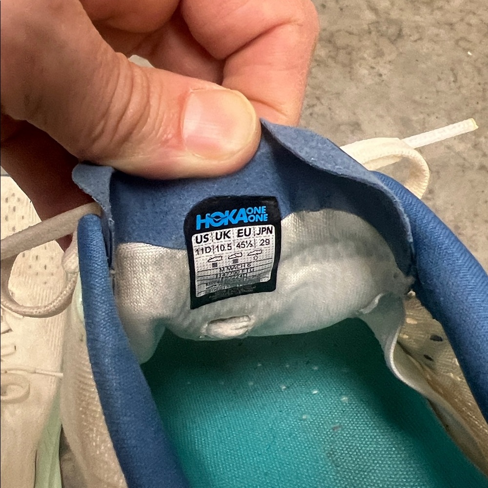Hoka Mach 6 Men’s Size 11 Cream and Teal Running Shoes - Picture 6 of 7